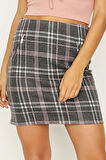 Kadın Kareli Mini Etek