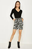 Kadın Kamuflaj Desen Mini Etek