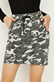 Kadın Kamuflaj Desen Mini Etek