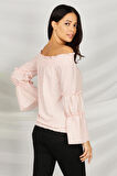 Kadın Kayık Yaka Beli Büzgülü Bluz