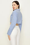 Kadın Tek Düğme Kapamalı Crop Blazer Ceket