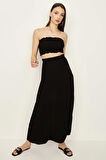 Kadın Beli Lastikli Volanlı Maxi Etek