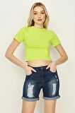 Kadın Basic Örme Crop Body