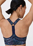 SB8993A-12792 POWER MEDIUM SUPPORT Mavi U Yaka Desenli Kadın Sporcu Sütyeni