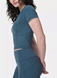 SB10169-6636 ALL DAY CROPPED T-SHIR Mavi Bisiklet Yaka Slim Fit  Kadın T-Shirt