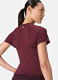 Sweaty Betty SB10127-601 ATHLETE CROP SEAMLESS W Bordo Bisiklet Yaka Normal Düz Kadın T-Shirt