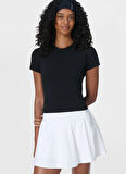 Sweaty Betty SB10127-001 ATHLETE CROP SEAMLESS W Siyah Bisiklet Yaka Normal Düz Kadın T-Shirt