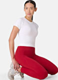 Sweaty Betty SB10127-100 ATHLETE CROP SEAMLESS W Beyaz Bisiklet Yaka Normal Düz Kadın T-Shirt