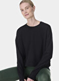 Sweaty Betty SB10232-001 AFTER CLASS CROP SWEATS Siyah Bisiklet Yaka Normal Düz Kadın Sweatshırt