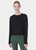 Sweaty Betty SB10232-001 AFTER CLASS CROP SWEATS Siyah Bisiklet Yaka Normal Düz Kadın Sweatshırt