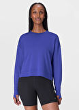 Sweaty Betty SB10232-400 AFTER CLASS CROP SWEATS Mavi Bisiklet Yaka Normal Düz Kadın Sweatshırt