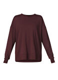 Sweaty Betty SB10386-601 AFTER CLASS LONGLINE SW Bordo Bisiklet Yaka Normal Düz Kadın Sweatshırt