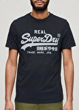 Superdry Bisiklet Yaka Baskılı Lacivert Erkek T-Shirt M1011472A98T_VINTAGE VL TEE