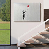 Banksy Kırmızı Balonu Uçup Giden Kız Kanvas Tablosu-5059
