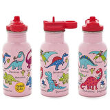 400 ML PİPETLİ PASLANMAZ ÇELİK MATARA -PINK DINO