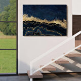 Mavi ve Gold'un Müthiş Uyumu Mermer Görünümlü Modern Kanvas Tablo-5062