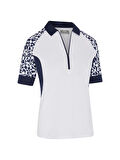 Callaway Two Tone Geo 1/2 Sleeve Zip Kadın Tshirt