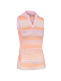 Callaway Striped SL Chev Placket Kolsuz Kadın Tshirt 