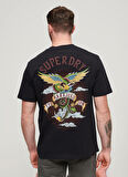 Superdry Bisiklet Yaka Baskılı Siyah Erkek T-Shirt M1011896B02A_TATTOO GRAPHIC LOOSE T