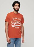 Superdry Bisiklet Yaka Baskılı Turuncu Erkek T-Shirt M1011905A1FH_COPPER LABEL SCRIPT TE