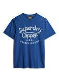 Superdry Bisiklet Yaka Baskılı Koyu Mavi Erkek T-Shirt M1011905A2AM_COPPER LABEL SCRIPT TE