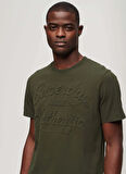 Superdry Bisiklet Yaka Düz Koyu Yeşil Erkek T-Shirt M1011915A1KM_EMBOSSED ARCHIVE GRAPH