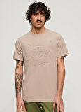Superdry Bisiklet Yaka Düz Bej Erkek T-Shirt M1011915A1PC_EMBOSSED ARCHIVE GRAPH