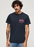 Superdry Bisiklet Yaka Baskılı Lacivert Erkek T-Shirt M1011922A98T_NEON VL T SHIRT