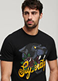 Superdry Bisiklet Yaka Baskılı Antrasit Erkek T-Shirt M1011978AAFB_TATTOO SCRIPT T SHIRT