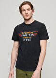 Superdry Bisiklet Yaka Baskılı Siyah Erkek T-Shirt M1011981AAFB_ROCK GRAPHIC BAND TEE