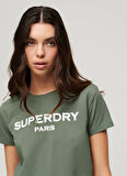 Superdry Yuvarlak Yaka Baskılı Beyaz Kadın T-Shirt W1011374A