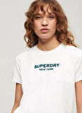 Superdry Yuvarlak Yaka Baskılı Ekru Kadın T-Shirt W1011374A
