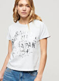 Superdry Yuvarlak Yaka Baskılı Ekru Kadın T-Shirt W1011396A