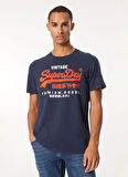 Superdry Bisiklet Yaka Lacivert Erkek T-Shirt M1012001AZRN_DUO VINTAGE LOGO T SHI