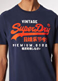 Superdry Bisiklet Yaka Lacivert Erkek T-Shirt M1012001AZRN_DUO VINTAGE LOGO T SHI