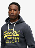 Superdry Kapüşon Yaka Lacivert Erkek Sweatshırt M2013704AAGT_NEON VL GRAPHIC HOODIE