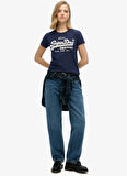 Superdry Yuvarlak Yaka Baskılı Lacivert Kadın T-Shirt W1011502A