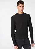Superdry Düz Yaka Normal Düz Siyah Erkek Kazak M6110657A7BT_TEXTURED CREW KNIT JUM