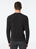 Superdry Düz Yaka Normal Düz Siyah Erkek Kazak M6110657A7BT_TEXTURED CREW KNIT JUM