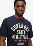 Superdry Bisiklet Yaka Lacivert Erkek T-Shirt M1012176A-D9I_ATHLETIC ESS TEE