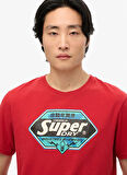 Superdry Bisiklet Yaka Kırmızı Erkek T-Shirt M1012136A-32I_GASOLINE GRAPHIC RELA