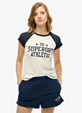 Superdry Bisiklet Yaka Koyu Beyaz Kadın T-Shirt W1011603A