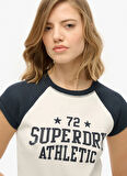 Superdry Bisiklet Yaka Koyu Beyaz Kadın T-Shirt W1011603A