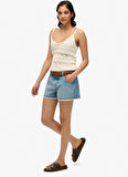 Superdry Normal Bel Normal Mavi Kadın Denim Şort W7110448A