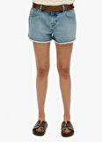 Superdry Normal Bel Normal Mavi Kadın Denim Şort W7110448A