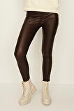 Kadın Deri Görünümlü Skinny Pantolon