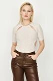 Kadın Cut Out Detaylı Örme Alttan Çıtçıtlı Body