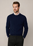 Hackett Bisiklet Yaka Slim Fit Koyu Lacivert Erkek Kazak HM703241