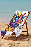 Ananas Baskılı Plaj Havlusu Hafif, Yüksek Su Emici, Hızlı Kuruma, Pratik Taşıma - 70 x 140 cm
