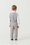 Erkek Çocuk Yelekli Slim Fit Takım Elbise – 4 Parça (Yelek, Pantolon, Gömlek, Papyon) TE.7026